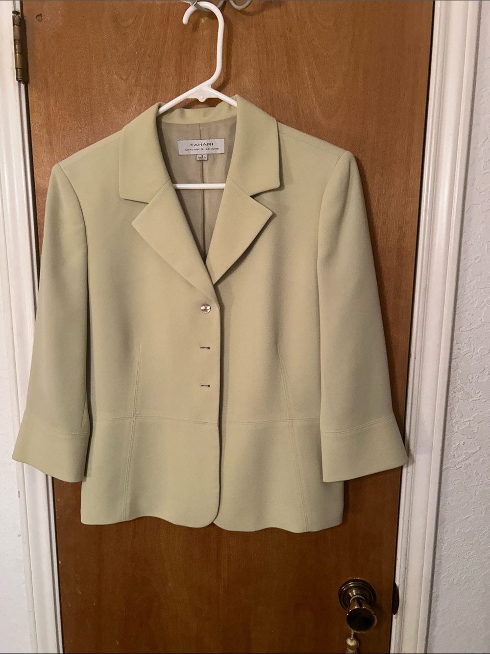 Tahari Pale Green Notched Collar Blazer Jacket. 12 like new. Shirt is free.